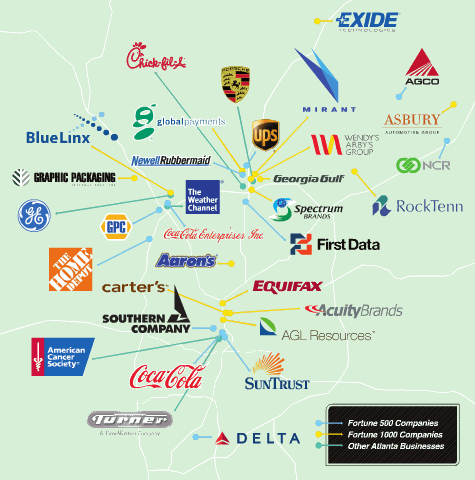 Atlanta Fortune 500 Companies Map