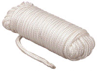 A bundle of white nylon rope