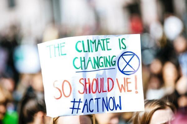 a protestor holding a sign to fight climate change