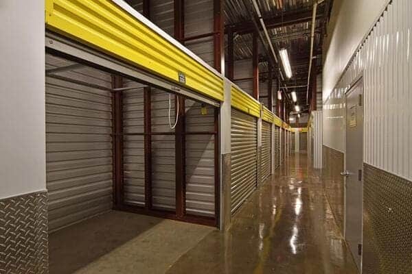 An empty storage unit inside a climate-controlled self-storage facility