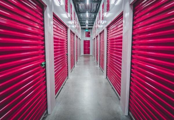 a hallway inside of a climate controlled self storage facility