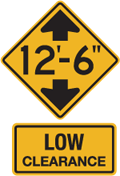A highway low clearance sign showing the maximum truck height